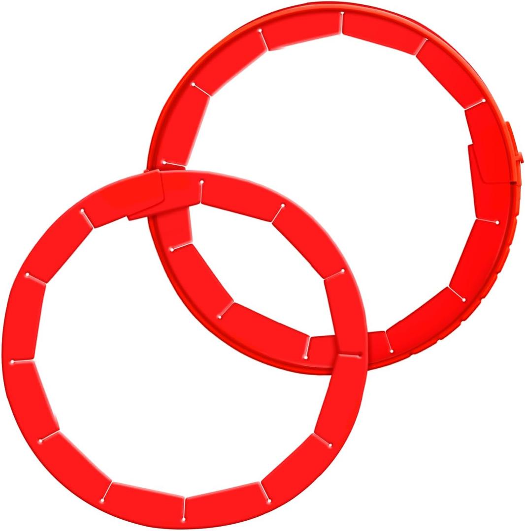 WYMECT 2 PCS Adjustable Silicone Pie Crust Shield, BPA-Free, Pie Pans Reusable Protector for 8-10.7 Inch Pies, Heat Resistant Up to 450F, Dishwasher Safe, Ideal for Baking Pies, Pizza & More (Red)