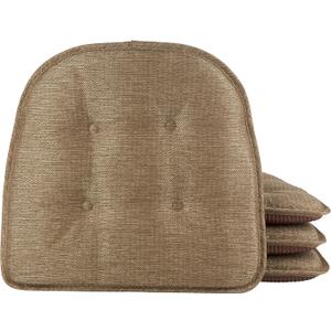 Klear Vu Omega Non-Slip Universal Chair Cushions for Dining Room, Kitchen and Office Use, U-Shaped Skid-Proof Seat Pad, 15x16 Inches, 4 Pack, 32 Gold, 4 Count