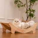 Natural Sisal Cat Scratcher Bed for Indoor Cats Scratching Post Hammock Lounge with Oak Frame, Wooden Cat Furniture for Large Cats, Modern Scratcher