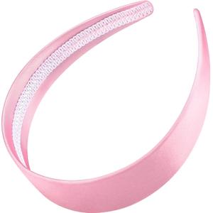 WantGor 1.6 Inch Wide Headbands Silk Satin Plain Headband for Women, Non Slip Solid Hair Bands Hair Accessories Cosplay DIY Holiday Head Band (Blue, Large)