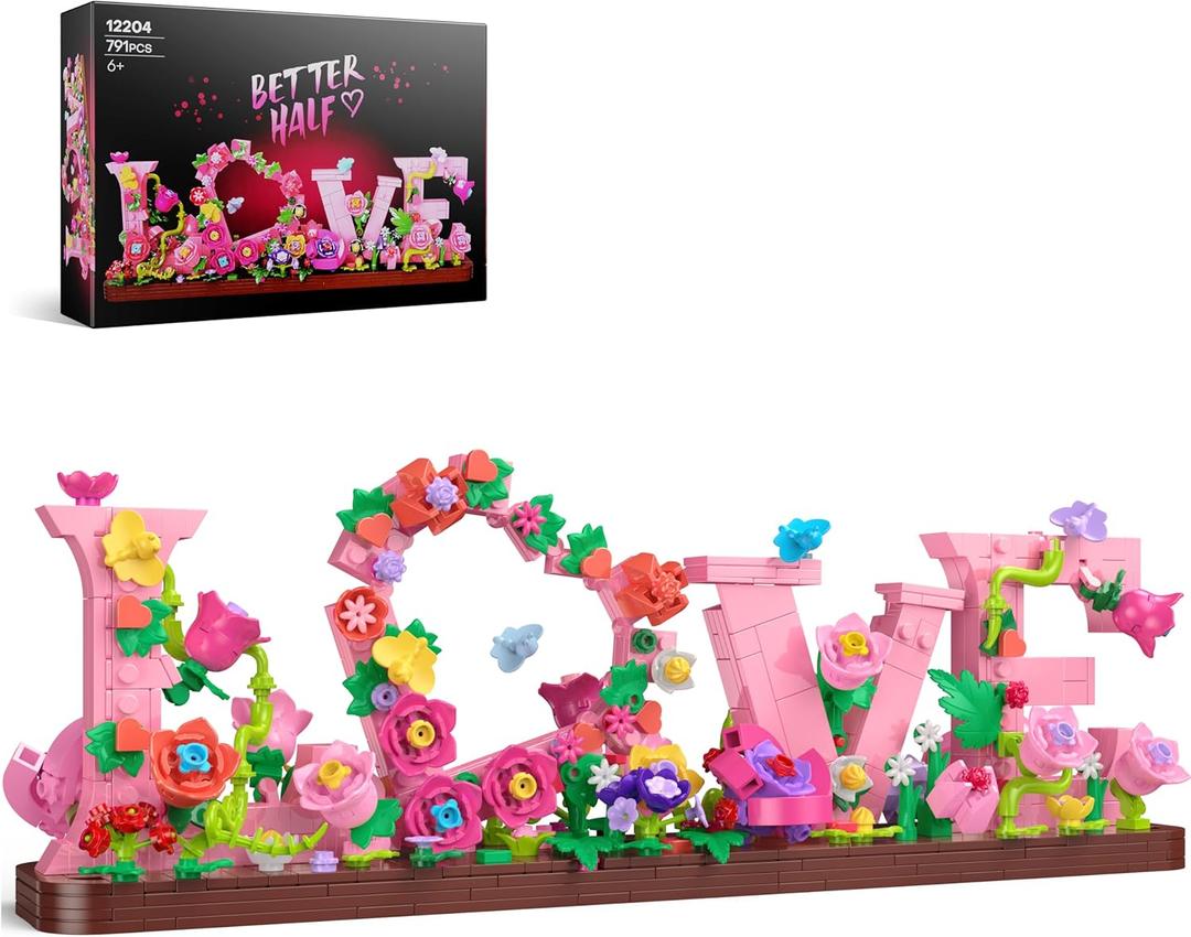 Flower Building Set for Love, 791PCS DIY Romantic Floral Brick Kit, Graduation Gift, School Desk Decor, Room Decoration, Just Gift for Aged 6+ Kids Girls & Adults