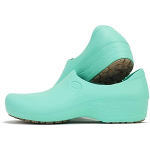 Sticky Nursing Shoes Women - Chefs - Kitchen - Nurses - Clogs for Work - Waterproof Non Slip (9, Light Green)