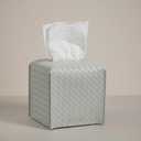 OLETHA Square Tissue Box Cover  Aesthetic Desk Decor for Room, Home & Office  Tissues Cube Boxes Holder  Woven Textured, Grey