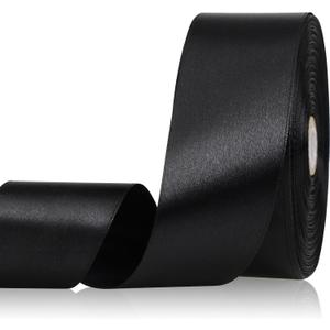 3 x Black Ribbon 1-1/2 Inch 50 Yards, Solid Satin Ribbon for Flower Bouquet, Crafts, Gift Wrapping, Bridal Invitations, Hair, Festival and Halloween Decorations
