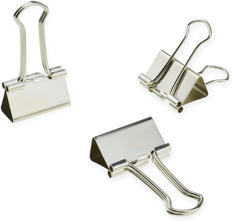HAHIYO Binder Clips Paper Clamps Spring Steel Sturdy Small 0.75 inches Width 0.2 Inch Capacity No Sharp Edges Heavy Duty Tight Grip Reusable Silver Metal Bright Finish for Home Office School, Count of 11