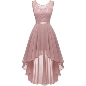BeryLove Cocktail Formal Dresses 2025 Wedding Guest Party Prom Sleeveless Lace High Low Christmas Dress L