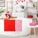 3 Pcs Valentine's Day Bathroom Hand Towel Cotton 3D Red and Pink Hearts Jacquard Weave Kitchen Towel 29x14 Inch Bath Decor Married Couple Gifts Anniversary Wedding Decoration