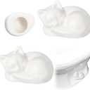 Wonderjune 2 Pack Toilet Bolt Caps Decorative Cat Toilet Bolt Screw Cover Caps Ceramic Cute Bathroom Decor Fun Themed Gadgets Replacement Parts(White)