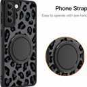 Fiyart Designed for Samsung Galaxy S21 Plus Case Leopard Ring Holder Kickstand Magnetic Bumper Compatible with MagSafe Camera Lens Protection for Women Men Cheetah Print S21+ 6.7"-Black