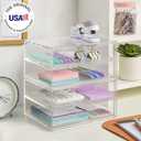 STORi Chloe Space-Saving Clear Drawer Organizer (4 Wide Drawers) Sort Office, Kitchen, Beauty Supplies, Makeup, Pens, Jewelry, Stationary, Made in USA