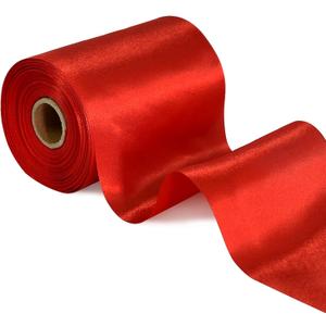 TONIFUL 4 Inch x 22Yards Wide Red Satin Ribbon Solid Fabric Large Ribbon for Cutting Ceremony Kit Grand Opening Chair Sash Table Hair Car Bows Sewing Craft Gift Wrapping Wedding Party Decoration