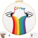 3 x Crafmanoe Hand Embroidery Kits for Beginners Adults, LGBT Embroidery Starter Kit, Stamped Cross Stitch Kits for Beginners Adult Craft Kits for Women, Entire Set of Embroidery Supplies & Video Tutorial