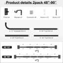 Hei!Dear 2 Pack Blackout Curtain Rod for Windows 48 to 84 inch (4-7Ft), Wrap Around Room Darkening Curtain Rods, 5/8" Samll Adjustable Modern Decorative Window rod,Black