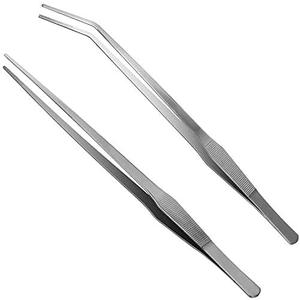 Aquarium Tweezers Extra Long 15 inches, Luxiv Stainless Steel Straight and Curved Tweezers 38cm Extra Long Tweezers for Fish Tank Plant Aquascape Tools, Feeding Tongs (Silver)