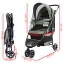 ROODO 3 Wheel Dog Pet Cat Stroller Best Lightweight Foldable Compact Portable Jogger All Terrain Travel Pet Gear Puppy Kitty Stroller for up to 30lbs Medium Small Dogs and Cats(Cationic ash)