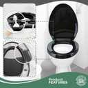 Renovators Supply Manufacturing Plastic Soft Close Toilet Seat Elongated Quiet-Close Lid, Contoured Seat, Easy to Install and Clean, Grip-Tight Bumpers with Adjustable Mounting Hardware, Black