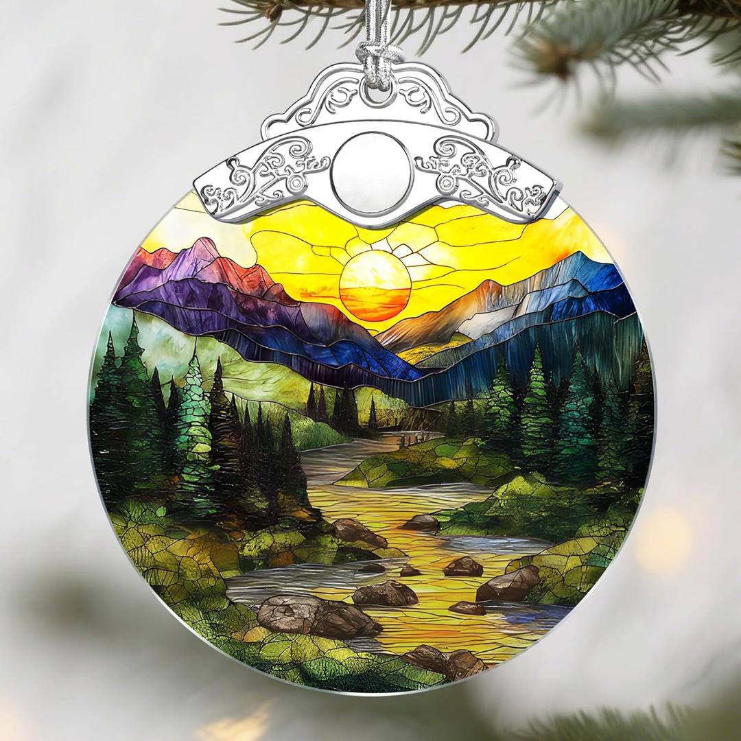 Mountain Range Christmas Ornaments: Christmas Tree Ornaments, Holiday Decor for Nature Lover, Stocking Stuffers, Gift Ideas, Xmas Gifts & Gifts for Mom, Grandma 2 Packs