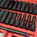 29-Piece 1/2" Drive Impact Socket Set, SAE (3/8 to 1 inch) and Metric (10-24mm) Sizes with Extension Bars Standard Deep Socket Set CR-V Material High Durability Impact Wrench
