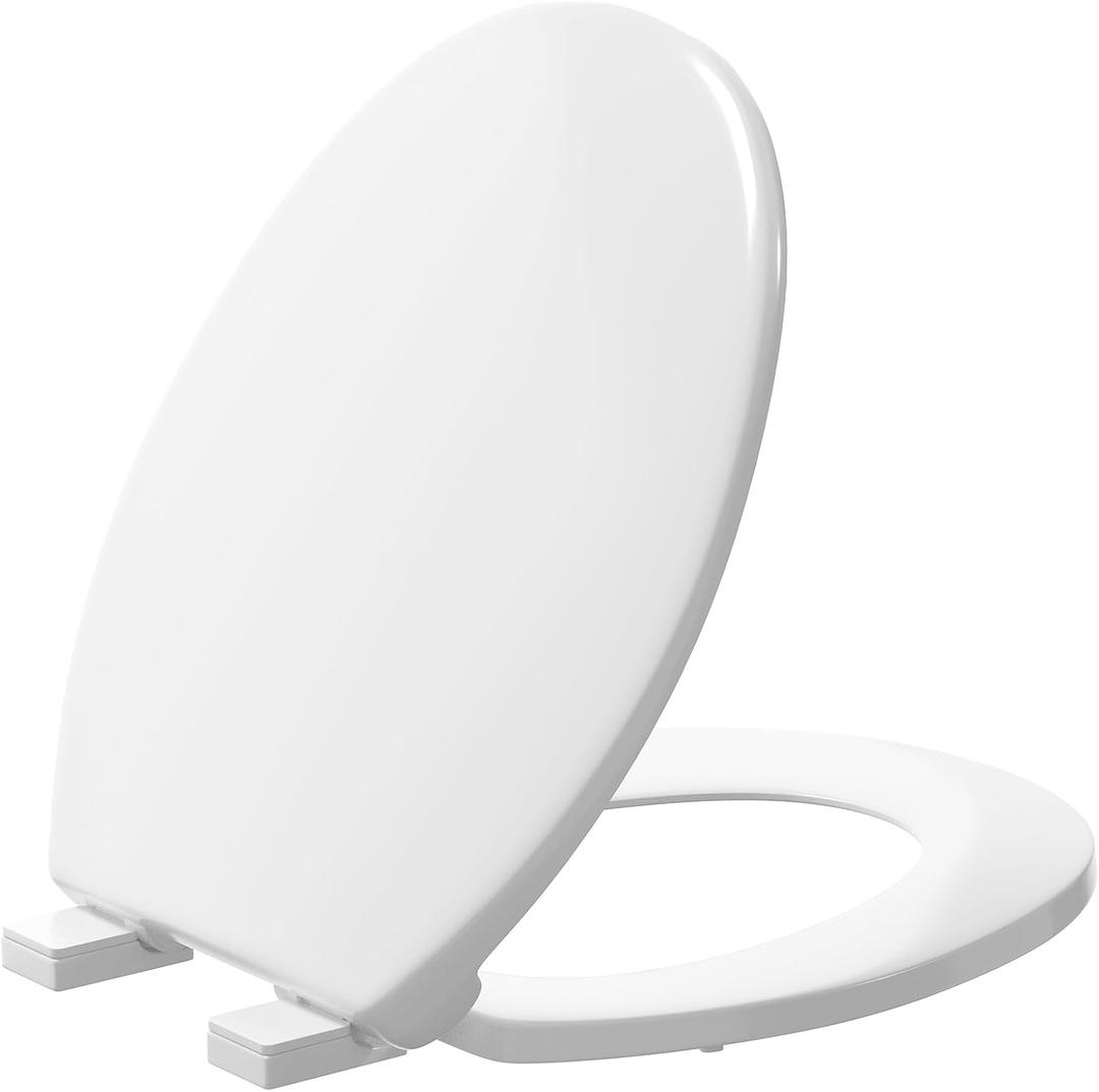 Toilet Seat, Round Toilet Seat with Slow Close Hinges, Two Sets of Parts, Never Loosen, Easy Installation and Cleaning, Durable PlasticFor Most Standard Round Toilet Seats, 16.5"L x 14"W