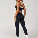 QBGJTD Womens Workout Sets Two Piece Cross Back Tank Top Matching High Waist Leggings Sets Gym Outfits Work Out Clothes (Black, M)