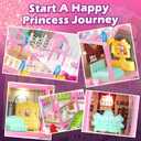 Princess Doll House for Girls, Dream Dollhouse with Track Car Toy Set, Dolls, Pets, Lights, Furniture and Accessories, Toddler Doll House Playset Gifts for 3 4 5 6 7 8 9 10+ Year Old Girls Toys, Pink (Style 2)