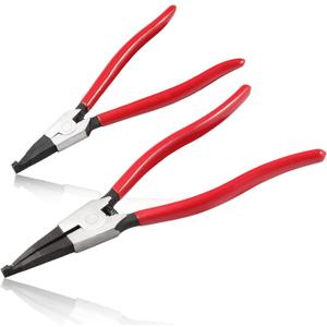 2 PCS Heavy Duty Lock Ring Pliers Set Flat Snap Ring Plier Special Circlip Pliers Reverse Retaining Ring Plier for Transmission Transfer Cases Ring Opening (8" & 11")