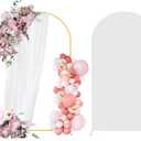 6FT Arch Backdrop Stand and Arch Cover Set, Gold Metal Arch Stand Backdrop with White Arch Stand Cover Ideal for Weddings, Birthday Parties, Baby Showers, Celebration Decorations