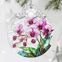 2 x Stained Glass Ornament, Christmas Ornaments, Christmas Decorations for Tree, Holiday Ornament, Gifts for Flower Lovers, Holiday Party Gifts, Gift Ideas & Xmas Gift - Orchid