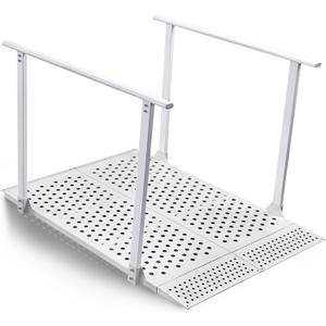 Folding Ramp with Handrails for 5-12" Rise, Heavy Duty Handicap Ramp with Adjustable Flap, Portable Wheelchair Ramp for Home Steps, Stairs, Doorways, Curbs, Waterproof & Rust-Proof, 440 lbs Capacity