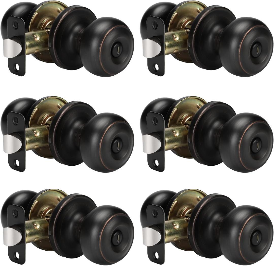 goldenwarm Oil-Rubbed Bronze Interior Door Knobs, Interior Door Knobs Bedroom, Bronze Door Knob Privacy, Oil-Rubbed Bronze Finish Door Knob Interior, DoorKnobs Bulk(6 Pack, Oil-Rubbed Bronze)