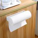 YIGII Adhesive Paper Towel Holder Under Cabinet - Stainless Steel Paper Towel Rack Stick on Wall Mount for Kitchen, White