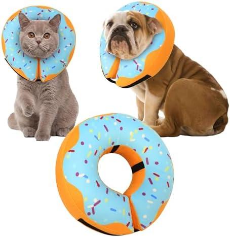 Recovery Donut Collar for Dogs & Cat,Inflatable Dog Cone Collar Alternative After Surgery,Soft Cone for Large Medium Small Dog,Adjustable Pet Neck Donut(Blue,Large)