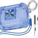 Halunbaby for AirPods Pro 2nd Generation Clear Case Cover with Secure Lock Clip Full Drop Protection,High-Transparent Soft TPU Material and Equiped with Cleaner Kit (Blue)