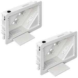 in-Wall TV Box with Flange for Home Theater Installation, Cord Hider for Wall Mounted TV, with 2 Duplex Outlets, Cable Bracket, LV Cable & 1-1/2" ENT Entrance, Ideal for New or Retrofit Job, 2 Pack