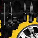TIROL Black 24pcs M14X1.5 Spike Lug Nuts, Compatible with 07-17 Sequoia/Tundra, 95-17 Silverado/Sierra 1500, 12-17 Ram 1500/Grand Cherokee, One-Piece Design Factory Acorn Wheel Nuts with Socket Key