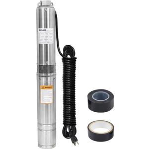 WASSERMANN 4" Deep Well Submersible Pump with 10FT Cable, 1HP, 230V/60HZ, 33GPM, 190FT Head, Stainless Steel Submersible Well Pumps Borehole Water Pump for Home, Factories, Irrigation, Farmland