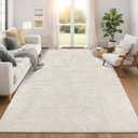 Pauwer 8x10 Area Rugs for Living Room, Modern Non Slip Washable Rug, Beige | Arch Pattern, Soft Fluffy, Neutral, Boho Accent, Solid Color Floor Carpet, For Kids Room Dining Room Nursery Entryway