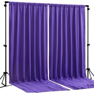 Purple Backdrop Curtains 2 Panels-Wrinkle-Free Purple Curtains Polyester Photography Drapes for Baby Shower Birthday Party Photo Background Backdrop Stand- 8 X10FT