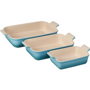 Le Creuset Stoneware Heritage Set 3 Rectangular Dishes, Caribbean