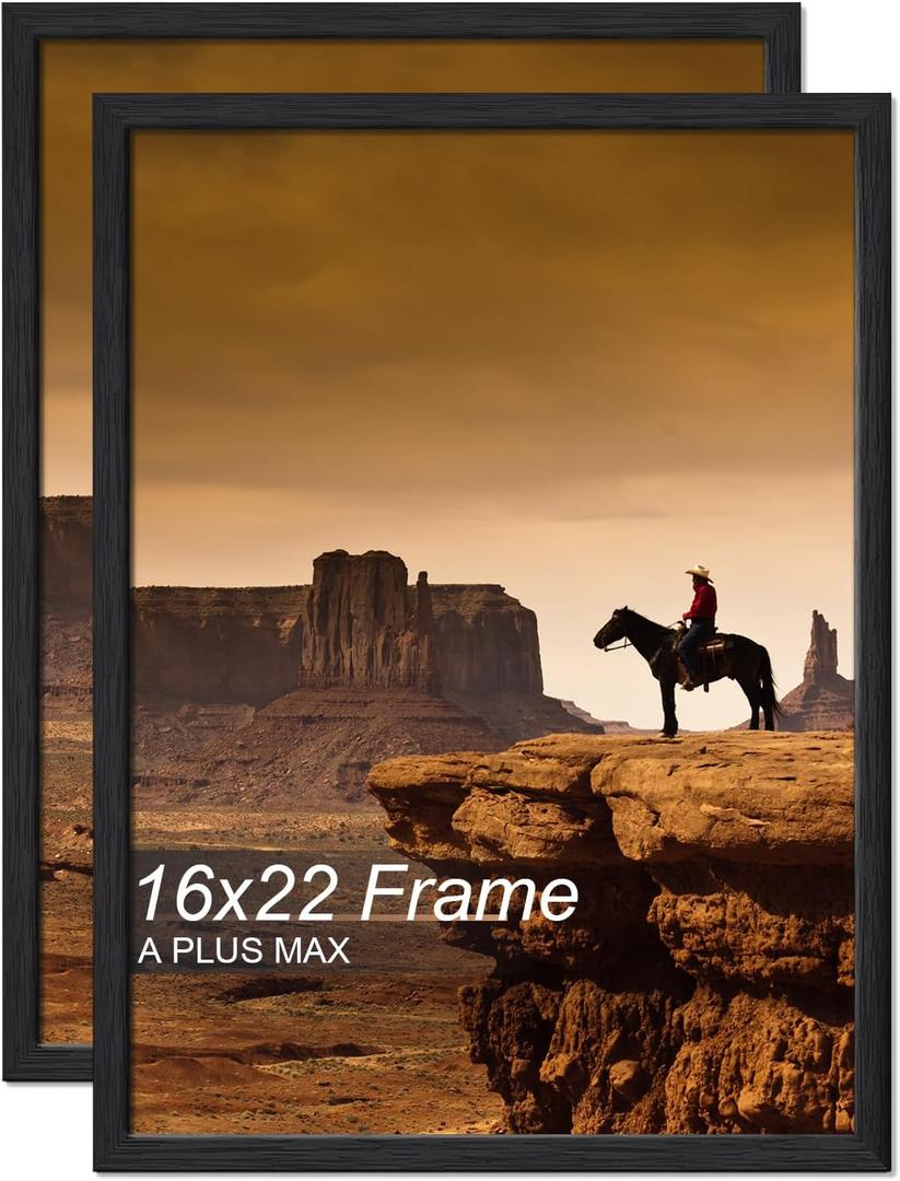 A PLUS MAX 16x22 Picture Frame Set of 2 Black Light Weight Wall Mount