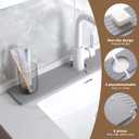 Faucet Mat for Kitchen Sink -Diatomite Stone Drying Mat for Kitchen Counter & Bathroom Sink,Quick-Dry Kitchen Sink Mat-Sink Protector & Splash Guard,Super Absorbent (Gray, 15.8"x4")
