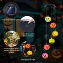 Halloween Solar Wind Chimes, Halloween Pumpkin Wind Chime, Solar Powered Color Changing Windchime for Outside, Waterproof Hanging LED Light Pumpkin Wind Chimes Gift for Porch Patio Yard Decor (Mad)