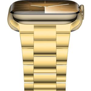 iiteeology Lightweight Stainless Steel Band Designed for Apple Watch Ultra 3 & Ultra 2, Series 1-11, 46mm, 45mm, 44mm, 42mm, Replacement iWatch Bands for Men & Women,Gold