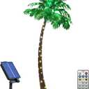 Lightshare 7FT Gorgeous Solar Palm Tree Artificial Tree, 152LED Lights, Decoration for Office, Home, Party, Christmas, Nativity, Outdoor Patio