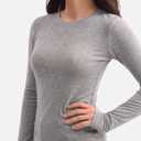 Women's Merino Wool Blend Shirts Long Sleeve Tops Crew Neck Fitted Basic Tee Cozy Embrace Collection (Gray, M)
