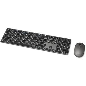 Amazon Basics Ultra Premium Wireless Keyboard and Mouse Combo - Rechargeable, Ultra Slim Design, Quiet, Full Size, Number Pad, Unifying Receiver, Black