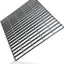 Tongmo 1.9IN High Galvanized Steel Drain Grate, B125 Class Sewer Grate, Weather-Resistant Outdoor Drain Cover, Heavy Duty Channel Grate, Silver Square Drainage Grate (18 * 18 * 1.9IN)