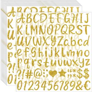 1215Pcs Gold Letter Stickers 15 Sheets Alphabet Stickers Vinyl 1 Inch Stick on Letters Glitter Self-Adhesive Waterproof ABC Number Stickers for Graduation Cap Water Bottles Scrapbook Crafts (15, Gold)