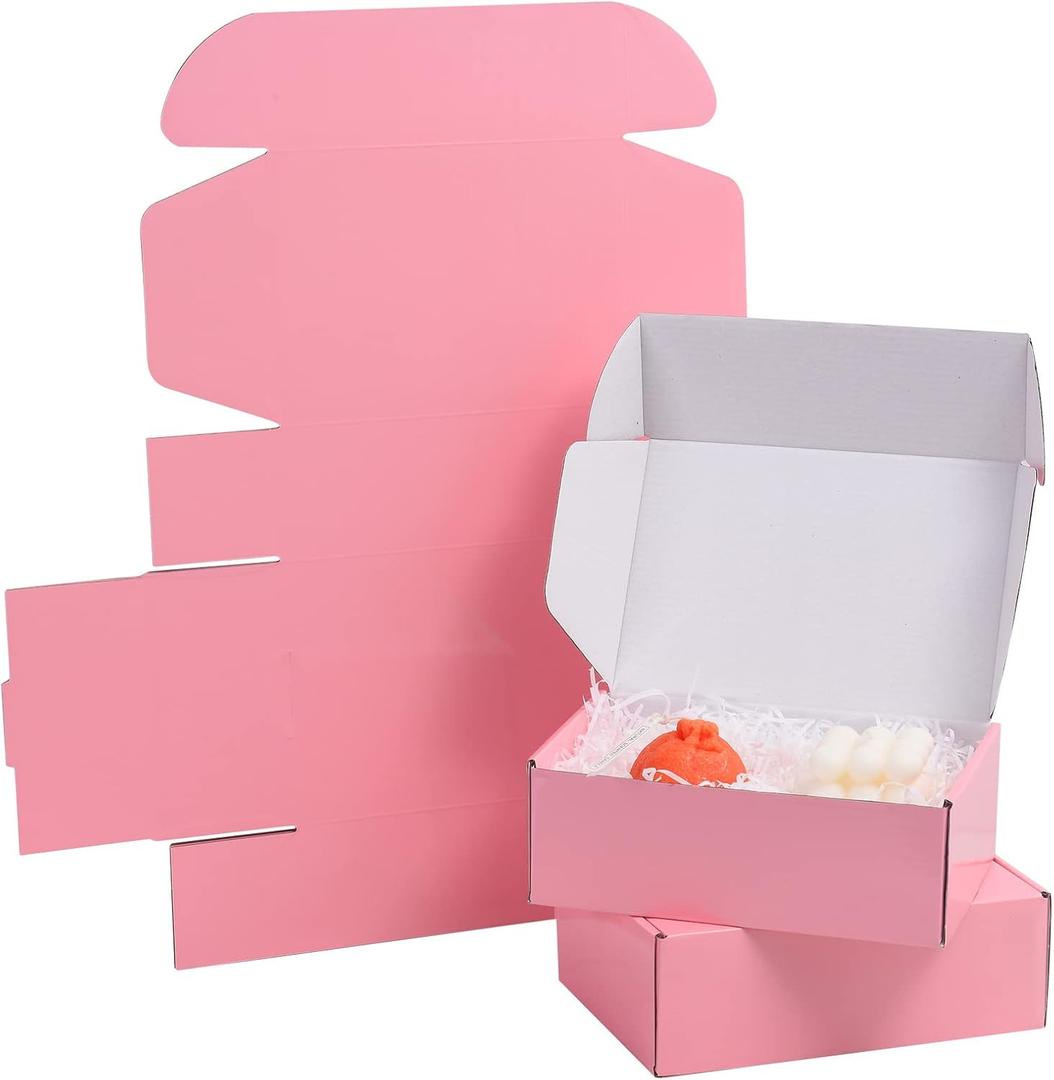 28 Pack 10x8x3 inches Pink Shipping Boxes for Small Business, Small Corrugated Cardboard Gift Box for Mailing,Shipping,Storing,Gifts Wrapping