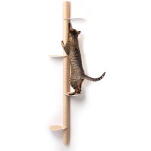 68" Tall Wall-Mounted Cat Tree  Modern Space-Saving Cat Shelf with Sisal Scratching Post & Steel Climbing Steps  Stylish Cat Wall Furniture for Small Spaces